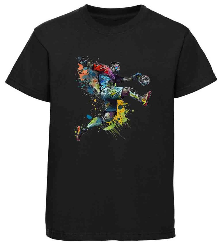 Printed Kids Soccer T-Shirt Goalkeeper in Oil Colors